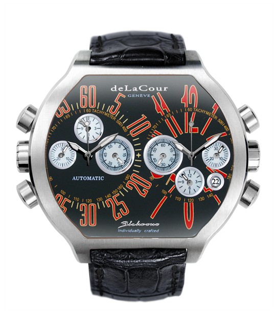 Replica DeLaCour BiChrono S2 Steel Black and Red WAST2129-0982 Replica Watch Replica DeLaCour BiChrono S2 Steel Black and Red WAST2129-0982 Replica Watch